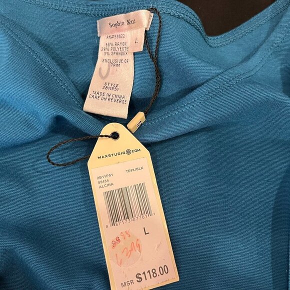 Sophie Max by Max Studio Women's Teal/Black Dress with Belt - Large - NWT $118 - Picture 5 of 5